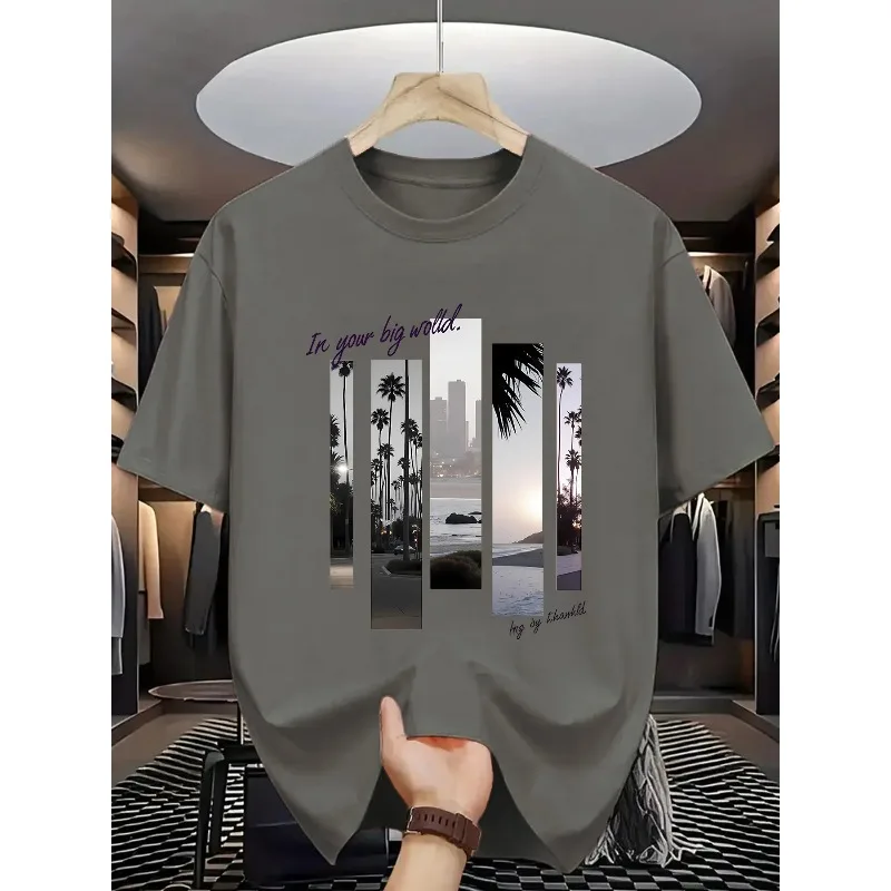 Shape-Keeping Cotton T-Shirt. Thickened neck & double collar, anti-curling, reduces deformation during repeated washing.
