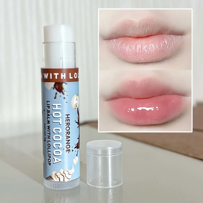 헤로렌지 보습 립밤 & 마스크 - 핫 코코아 롤리팝 향, 수분 공급, 입술 주름 완화, 유니섹스 립 케어