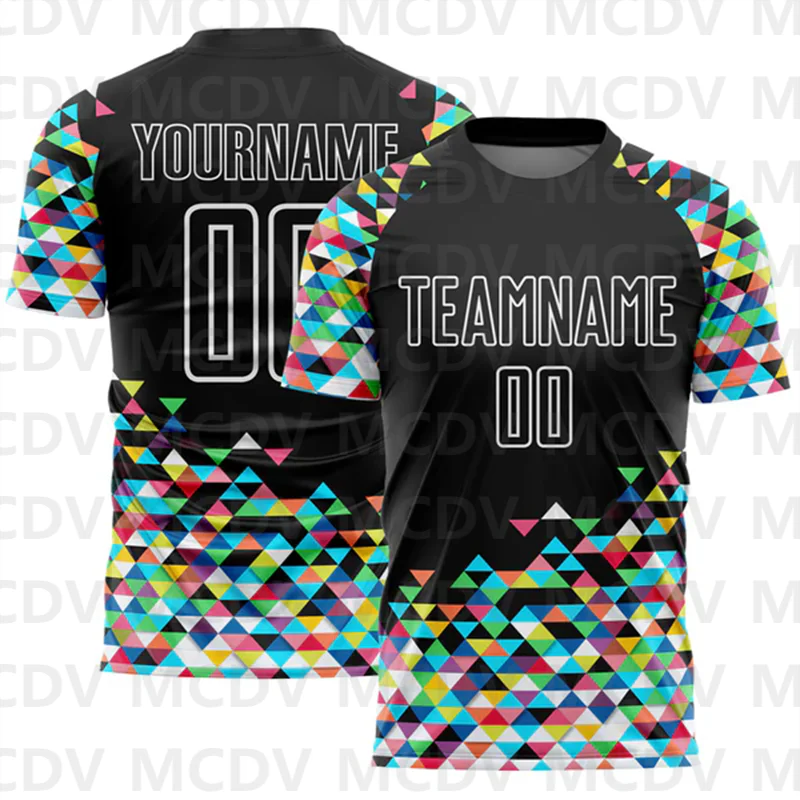 

Custom Black Aqua Lines Sublimation Soccer Uniform Jersey Personlized Team name you name number T-Shirts