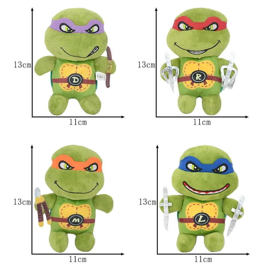 New 12/25cm Turtles Plush Dolls Anime Game TMNT Leo Raph Mike Don key ring Decoration Ornament Toys for Kids Birthday Gift