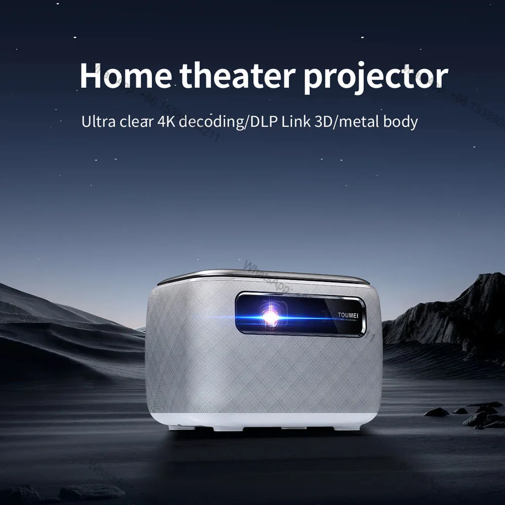 Android Movie Projector WiFi Real-Time Focus 4K Supported Built-In Battery Projector for  Portable Home Theater Proyector