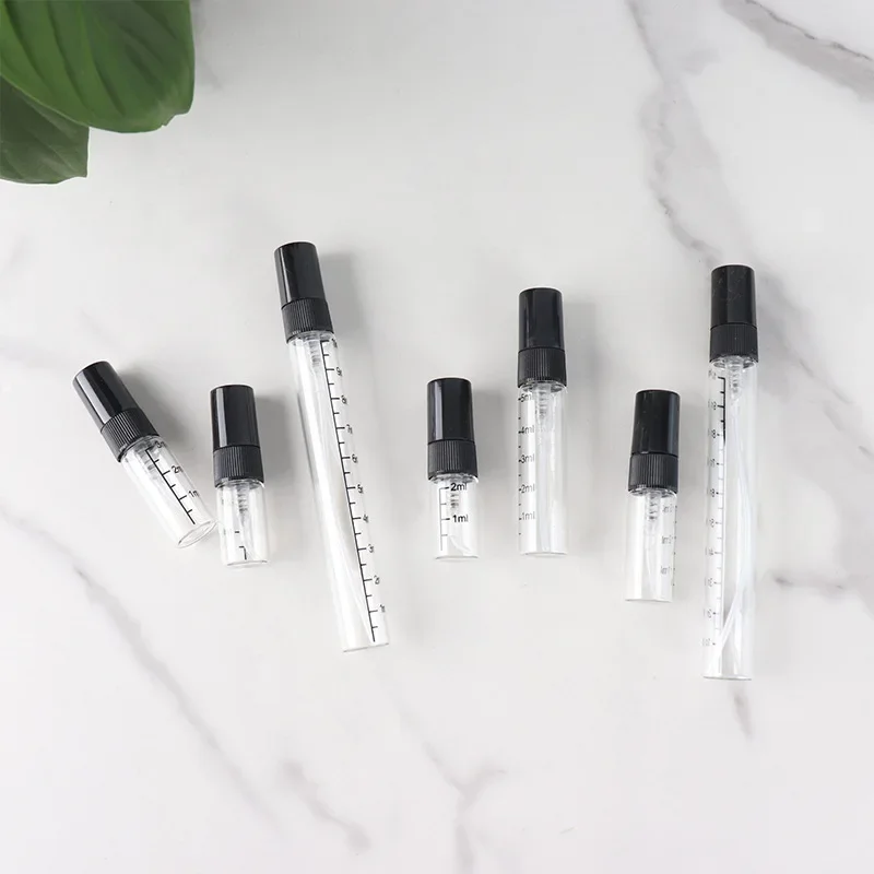 50 pz 5 ML/10 ML Mini Bottiglia di Vetro Trasparente con kit di strumenti Nebbia Atomizzatore Fiala Spray Profumo Riutilizzabile Bottiglia di Campione Vuota Dram