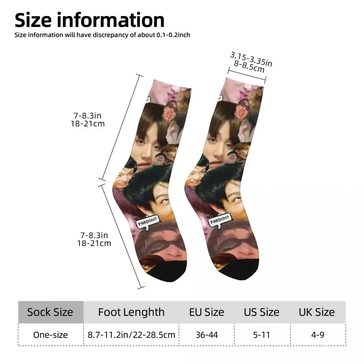 Jungkooks Socks Autumn jk meme face Stockings Gothic Couple Comfortable Socks Printed Climbing Anti Bacterial Socks