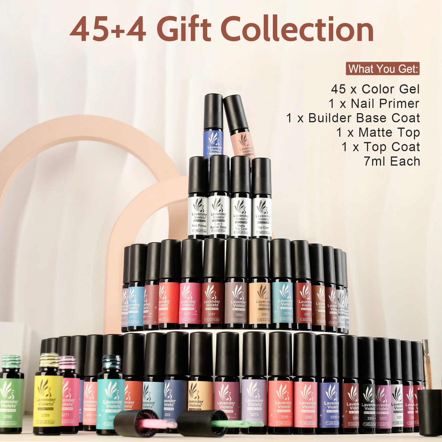 49 قطعة مجموعة طلاء الأظافر هلام 45 ألوان هلام البولندية مع قاعدة لامعة وغير لامعة معطف فوقي التمهيدي للمنزل مسمار الفن تصاميم هدية الكريسماس #4