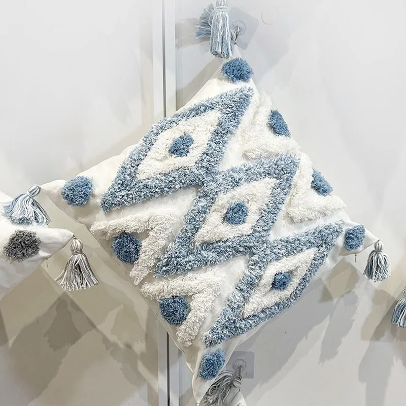 

Tufted Pillow Cover Nordic Minimalist Luxury Sofa Cushion Bed Headrest for Guest House Living Room