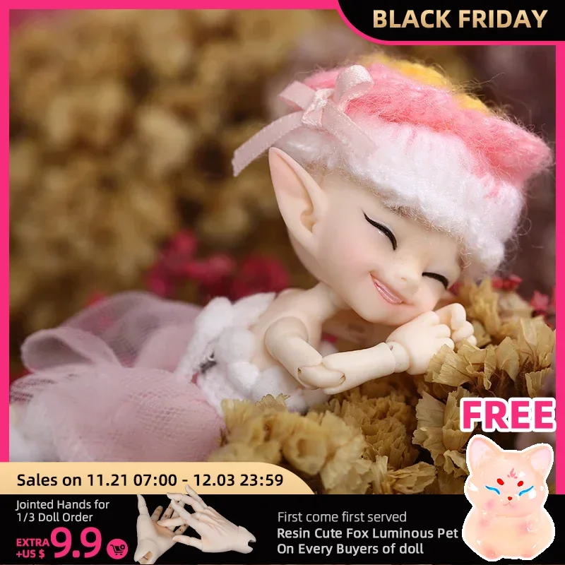 Free Shipping Fairyland FL Realpuki Popo Doll BJD 1/13 Pink Smile Elves Toys