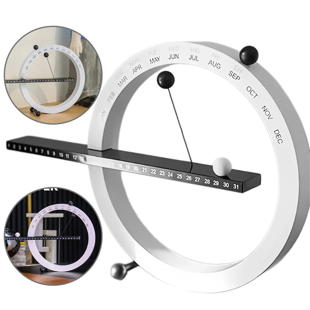 Kreative Magnetische Kugel-Wanduhr Ewiger Wandkalender Neuartige Heimdekoration Europäischer Stil Wohnzimmer Schlafzimmer Ornament für Heim- und Bürodekoration, Weiß