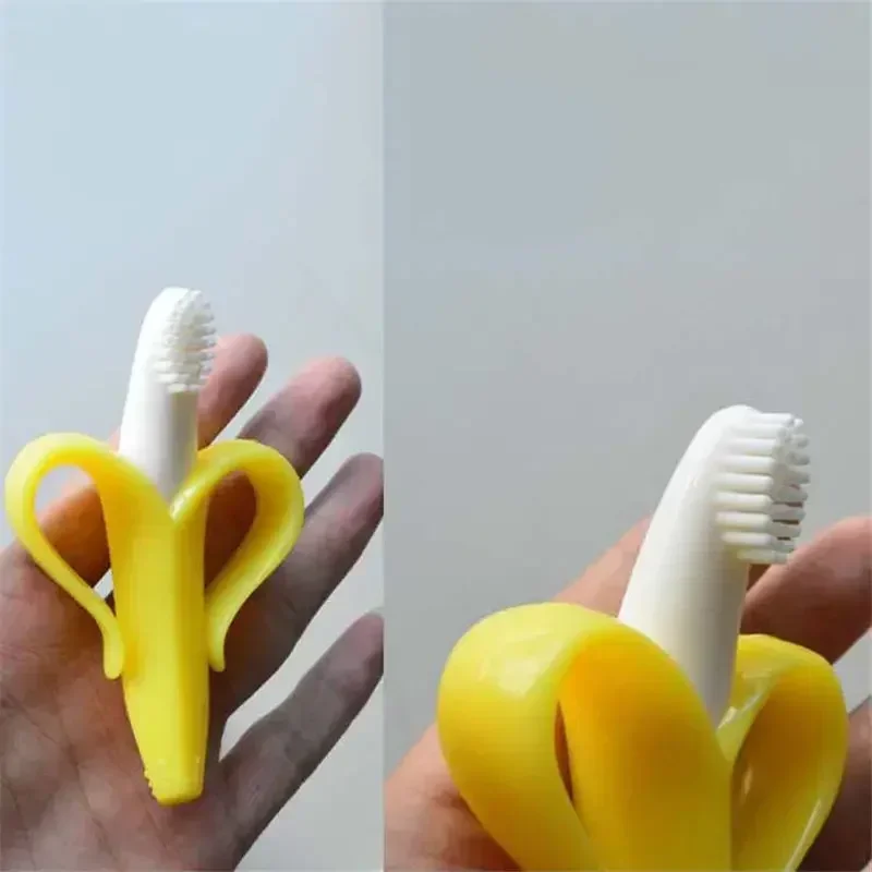 Baby Silicone Training Toothbrush BPA Free Banana Shape Safe Toddle Teether Chew Toys Teething Ring Gift Infant Baby Accessorie