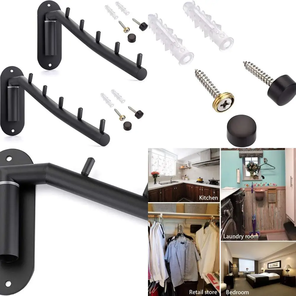 

Настенная вешалка для одежды из нержавеющей стали с 5-крючками для халатов, пальто и стирки, черная