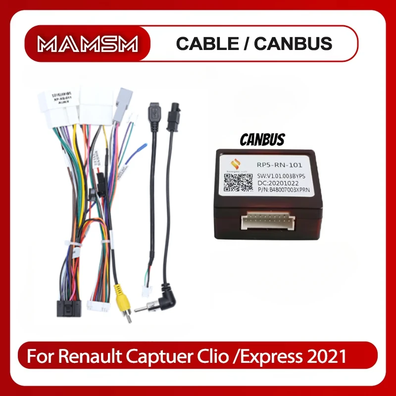 QSZN 16 Pin Car Radio Canbus box Adaptor RP5-RN-101 For Renault Captuer Clio /Express 2021 With Wiring Harness Cable Android