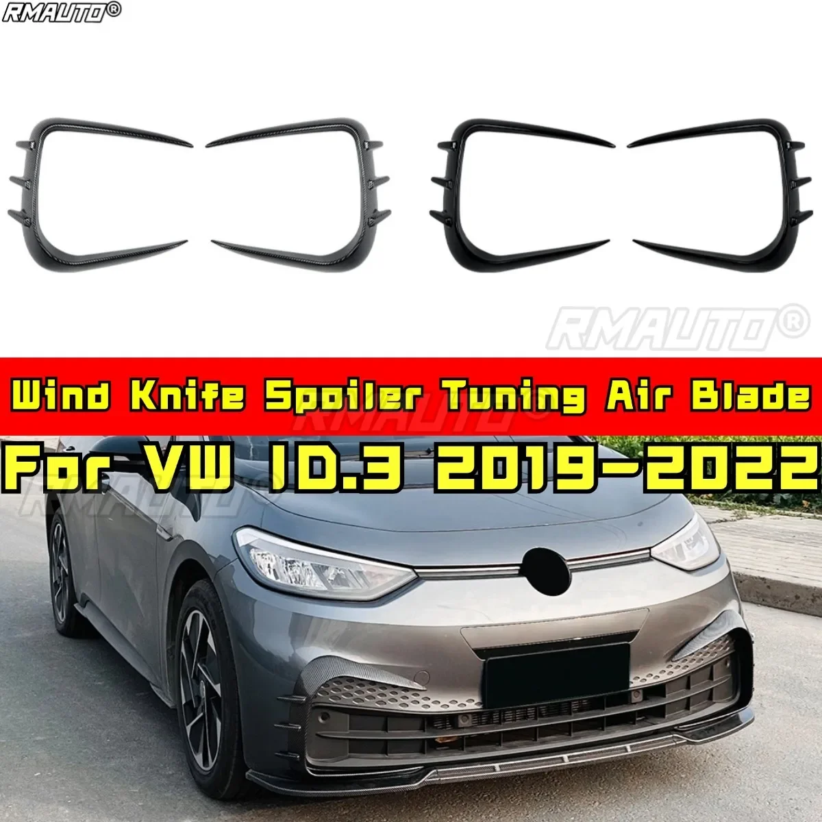 

Для VW ID.3 2019-2022 комплект кузова, спойлер для ветрового ножа, тюнинг, воздушное лезвие, передний бампер, боковой разветвитель, автомобильные аксессуары