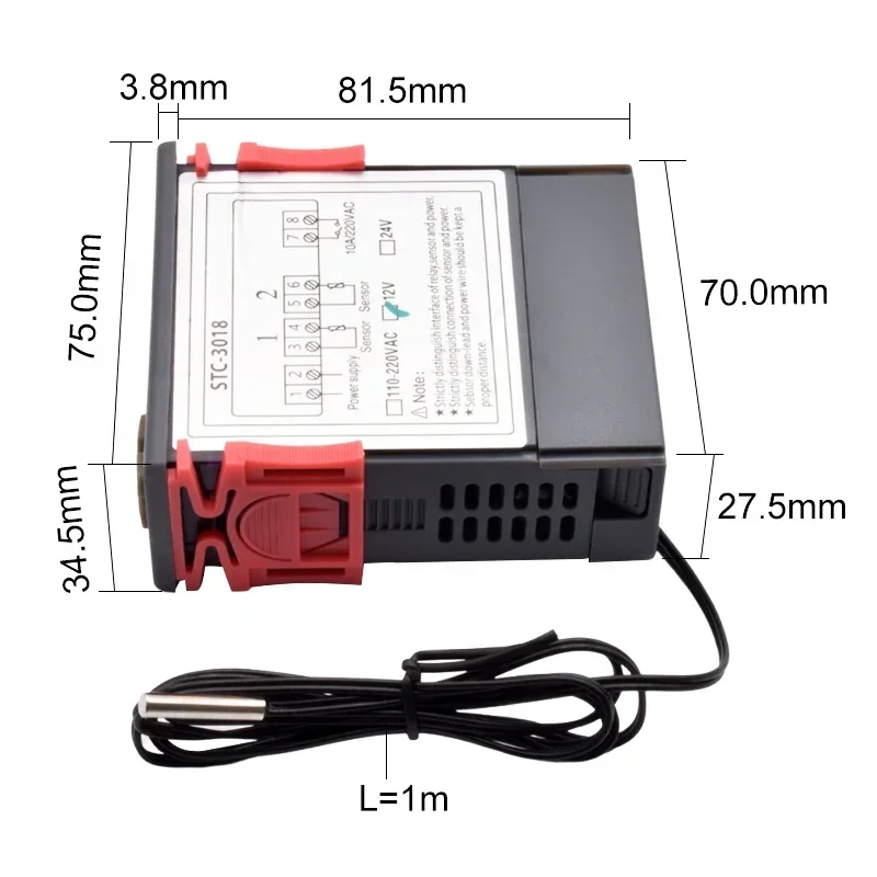 STC-3018 LED Digital Microcompute Temperature Controller Thermoregulator Relay Heater Cooler  \'C/\'F Display Incubator Thermostat