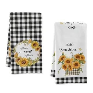2-Pack Sunflower Kitchen Towels, Dish Towels, Hand Towels, Kitchen Decorative Towels, Neighbor Gifts, Sweet Housewarming Gifts for Friends, Mom Gifts, Friend Birthday Gifts.