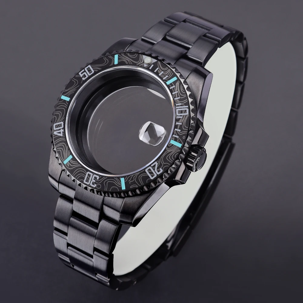 

40MM NH35 Sliver Watch Case Sapphire For Submariner gmt Watch Spare Part for NH35 NH36 2824 Miyota 8215 Movement Oyster Bracelet