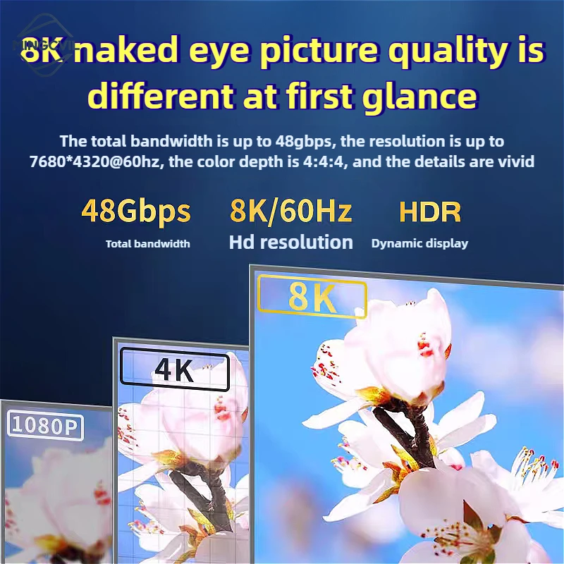 MINGCVIL 48Gbps HDMI-متوافق 2.1 كابل 1m 2m 3m 5m HDMI-متوافق مع كابل 8K 60 هرتز 4K 120 هرتز HDR ثلاثية الأبعاد تأثير الفيديو لأجهزة الكمبيوتر HDTV