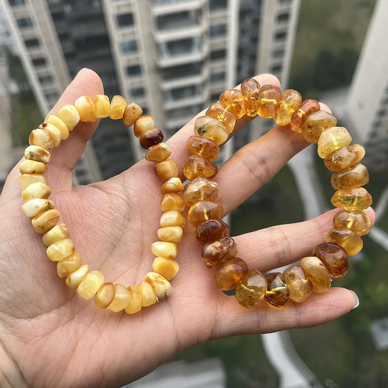 100% Real Yellow Amber Bracelets for Unisex Unique Irregular Original Diy Beads Natural Stone 2026 New Healing Jewelry Wholesale view 4