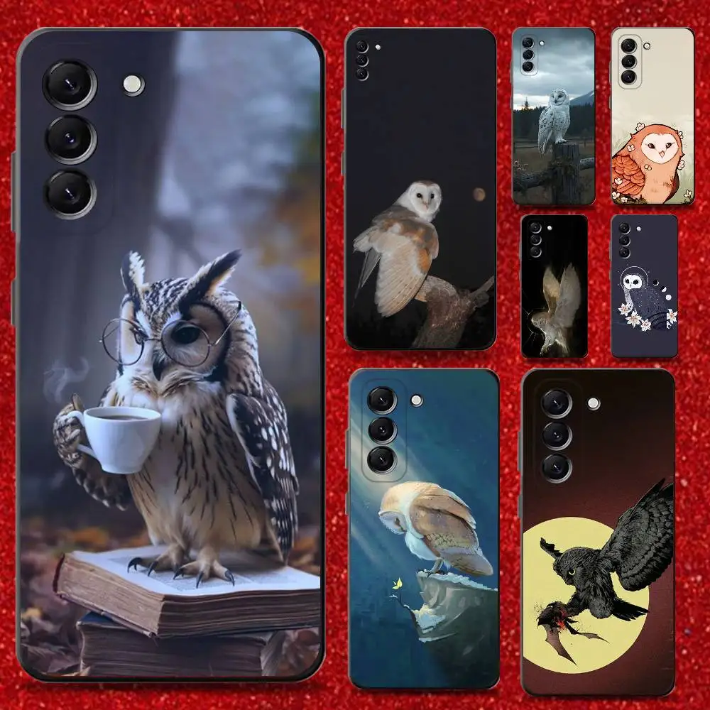 

Cute Animal O-Owl For Samsung Galaxy A 73,72,51,53,52,71,22,5G,Note,J7,8,9 Soft Black Cover Phone Case