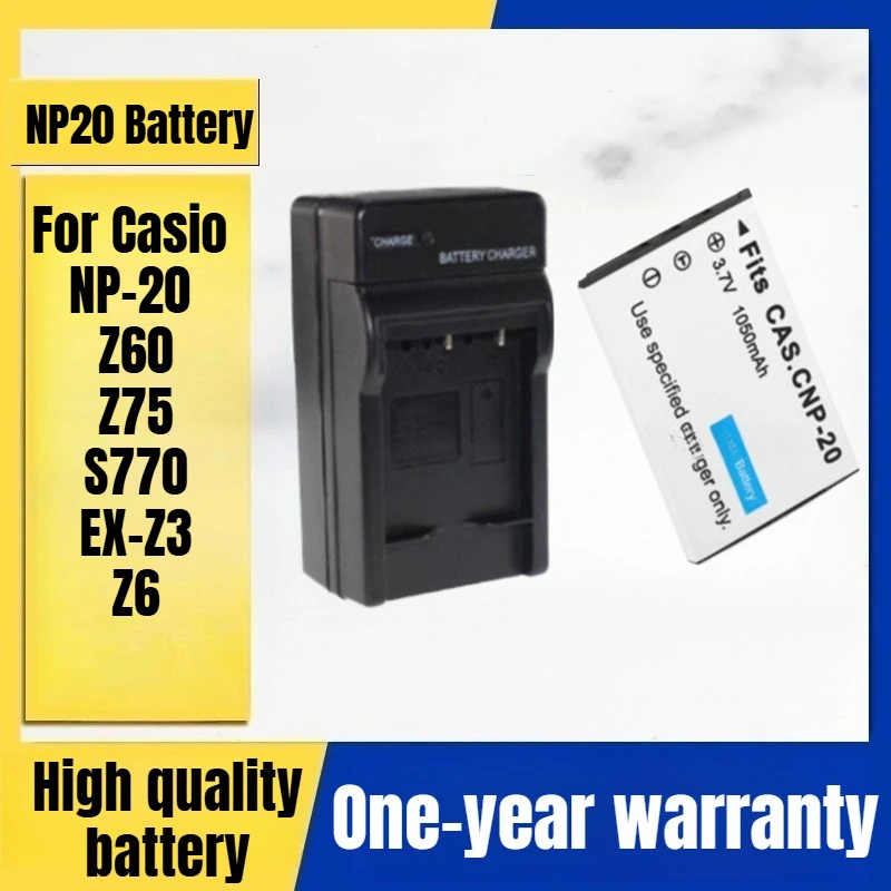 

NP20 CNP20 digital camera battery, charger for Casio NP-20 Z60/Z75/S770/EX-Z3/Z6 digital camera 3.7V 1050mAh
