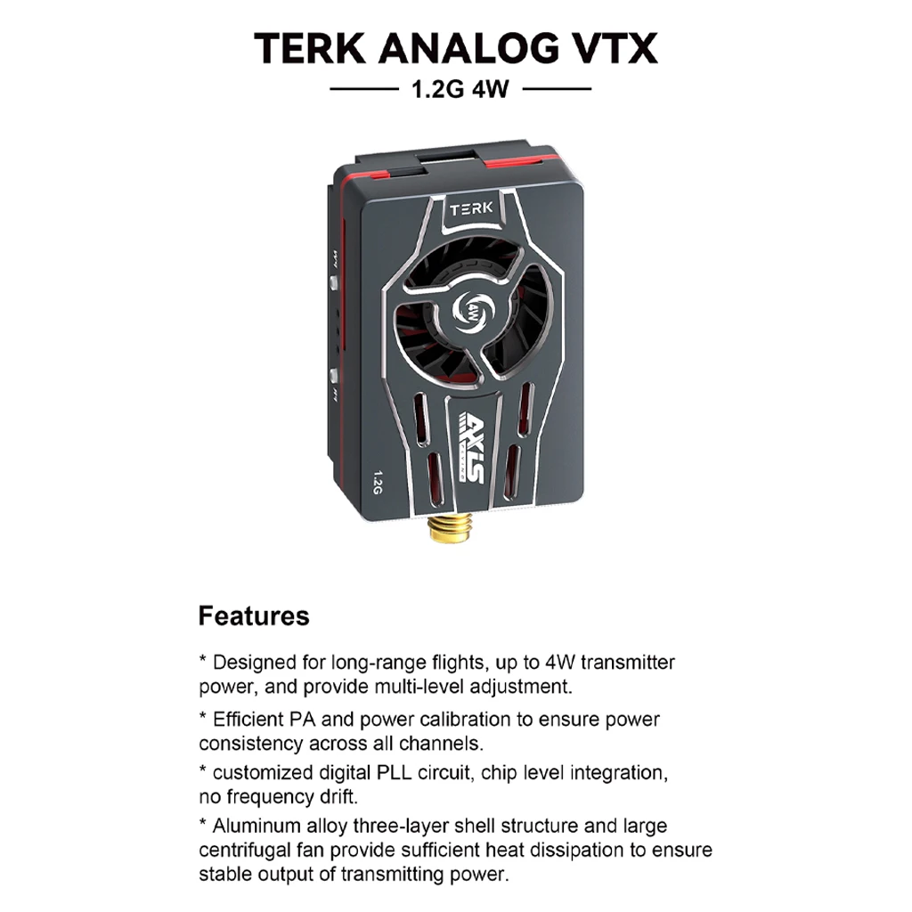 Axisflying – transmetteur analogique VTX 1.2G / 3.3G 4W, Transmission vidéo sans fil haute puissance pour Drone quadrirotor FPV