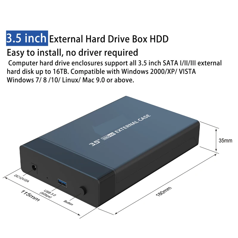 علبة محرك الأقراص الصلبة الخارجية صندوق القرص الصلب محطة إرساء القرص الصلب USB إلى 3.5 بوصة SATA /HDD/SSD محول نقل عالي السرعة