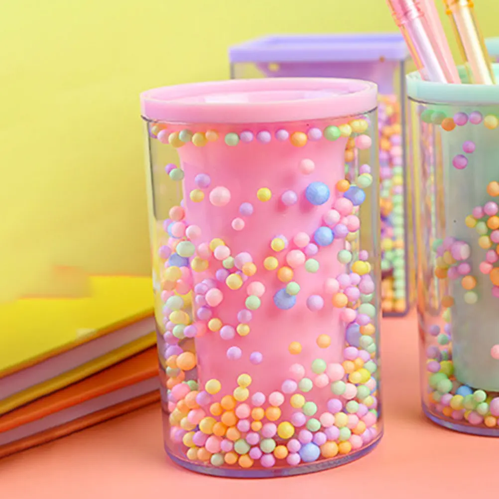2Pcs Acrylic Bubble Pen Holder Creative Pencil Organizer for Desk Home Office School Large Capacity Anti Skip Base Cute Stylish