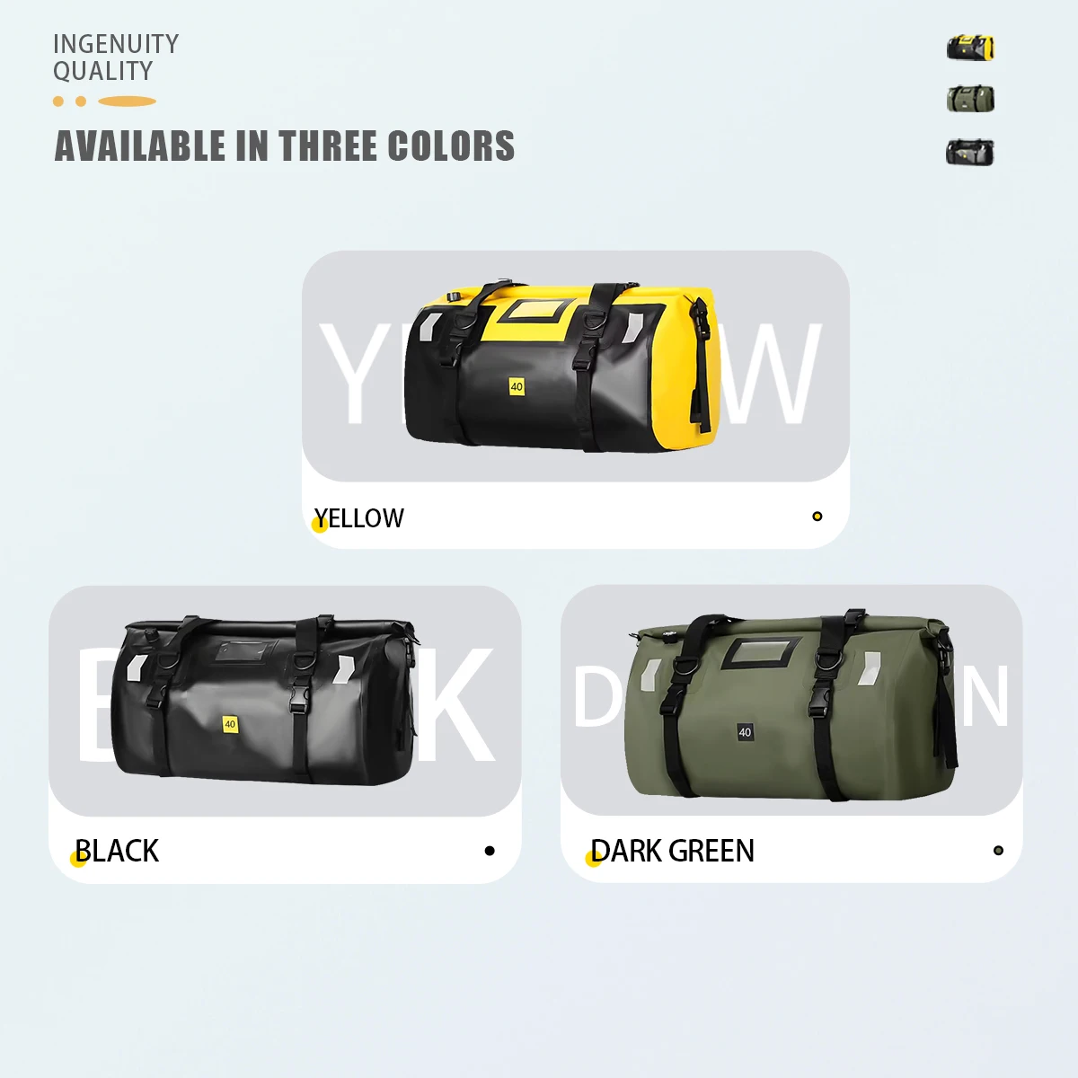Universal Waterproof Duffle for Motorcycle Tail seat Bag Riding Cycling Gym Kayaking Boating Rafting Fishing Outdoor 20L-120L