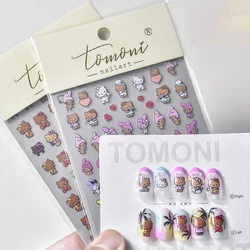 Sanrio 3d Reliëf Nagelstickers Kawaii Hello Kitty Hawaiian Stijl Nail Art Decoratie Cartoon Stickers Anime Nagelaccessoires