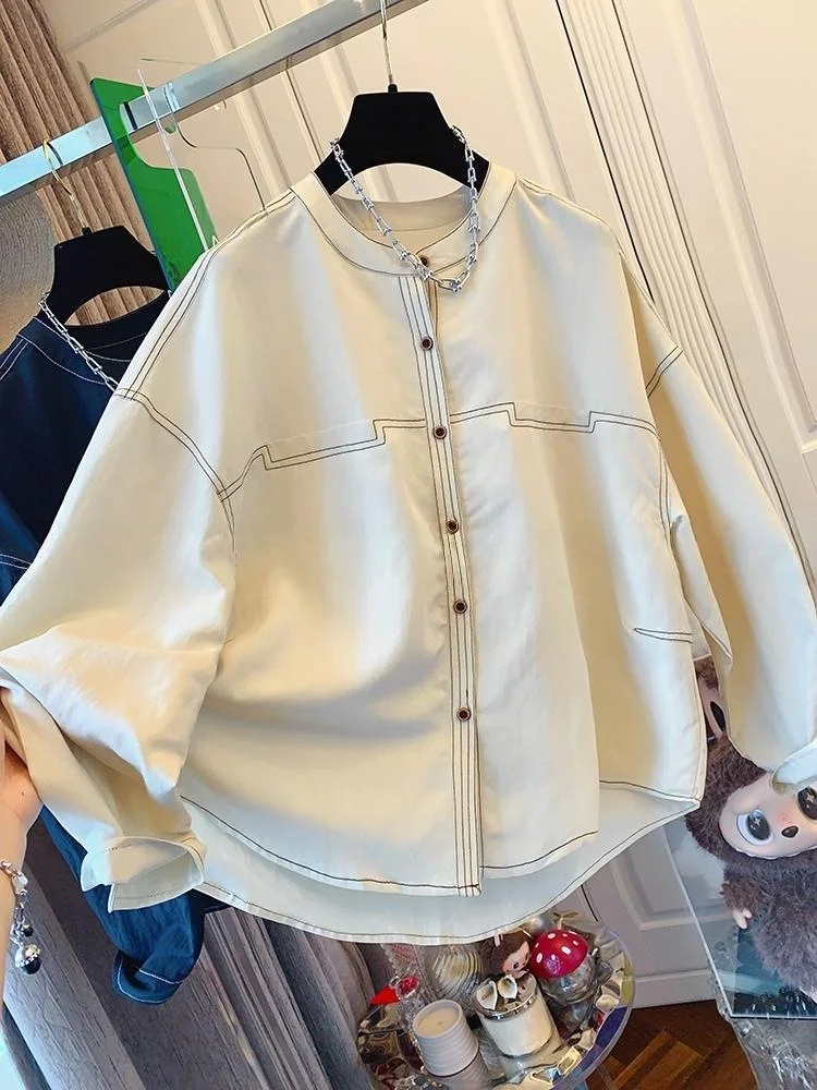 

Casual Loose Women's Long Sve irt round Ne Design Sensation Unique Beautiful Top for Autumn Season Chinese Production