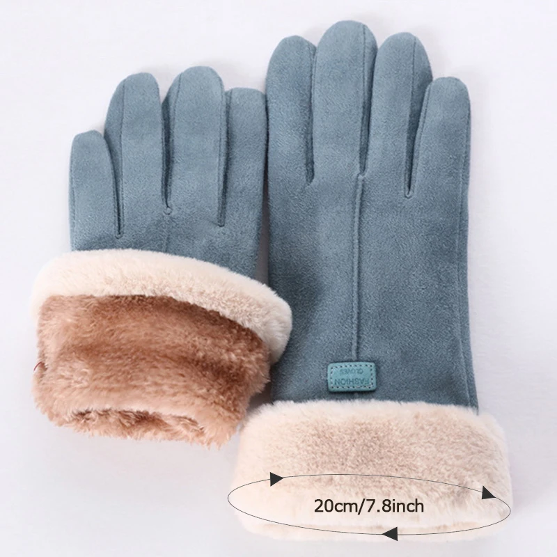 New Fashion Gloves Autumn Winter Cute Furry Warm Mitts Full Finger Mittens Women Outdoor Sport Female Gloves Screen