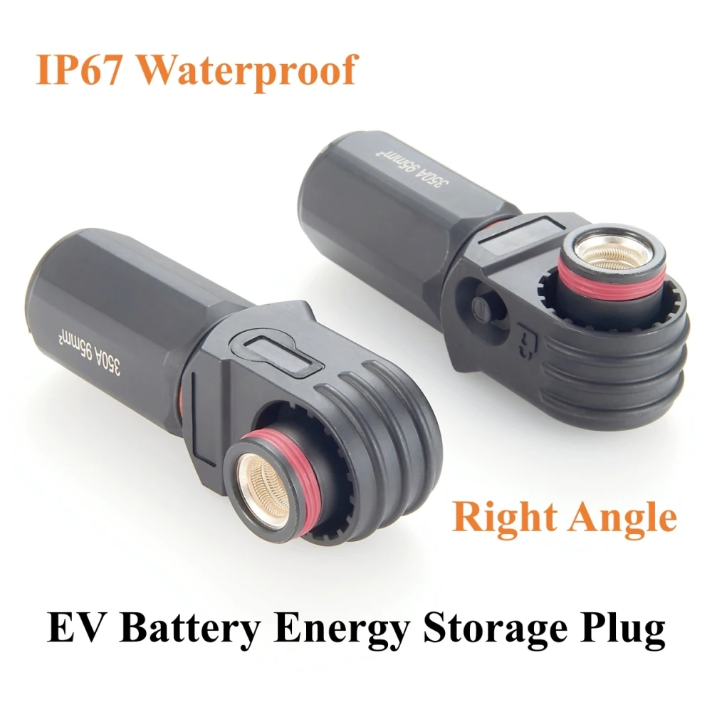 

90 Degree 12mm 350A 95mm² Single Core Plug for Energy Storage Battery IP67 Waterproof EV Battery Container Connector