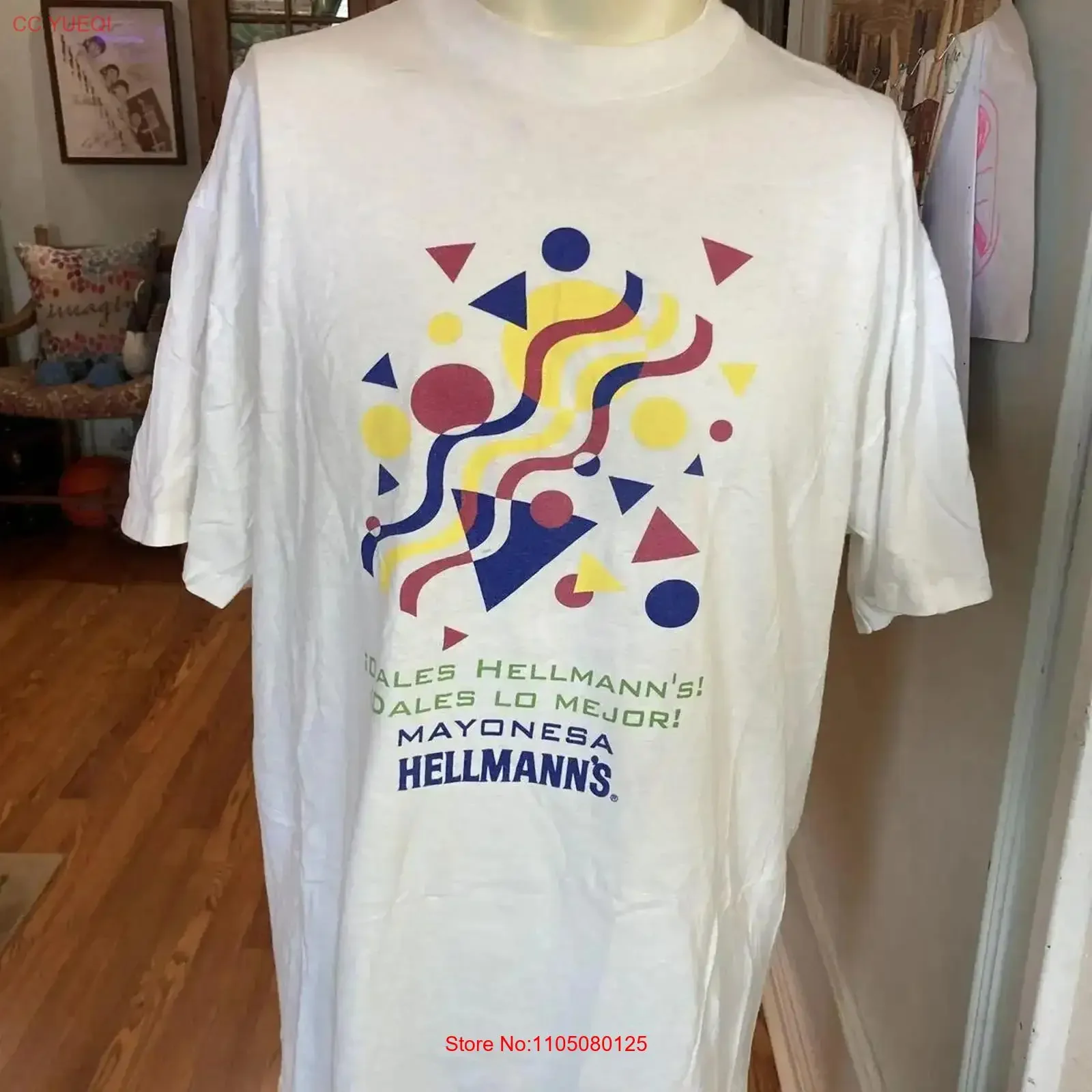 Vintage Hellman s Mayonnaise camiseta 1990 Oneita Power 50 XL Mayonesa Promo vintage lavado ropa de diseñador streetwear homme