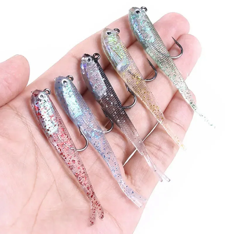 5/10/20Pcs Soft Lure 7cm/6g Split Tail Lead Fish Swimbaits with Hooks Silicone Artificial Fishing Bait for Saltwater