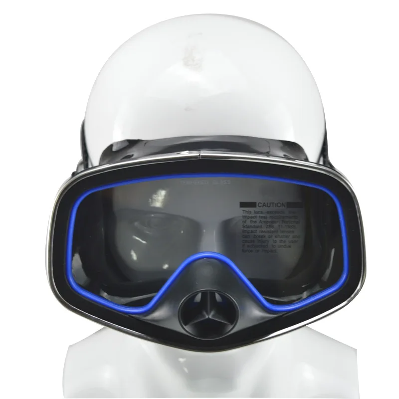 Blue edged silicone diving mask, tempered glass, silicone diving mirror, fishermen breeding and fishing