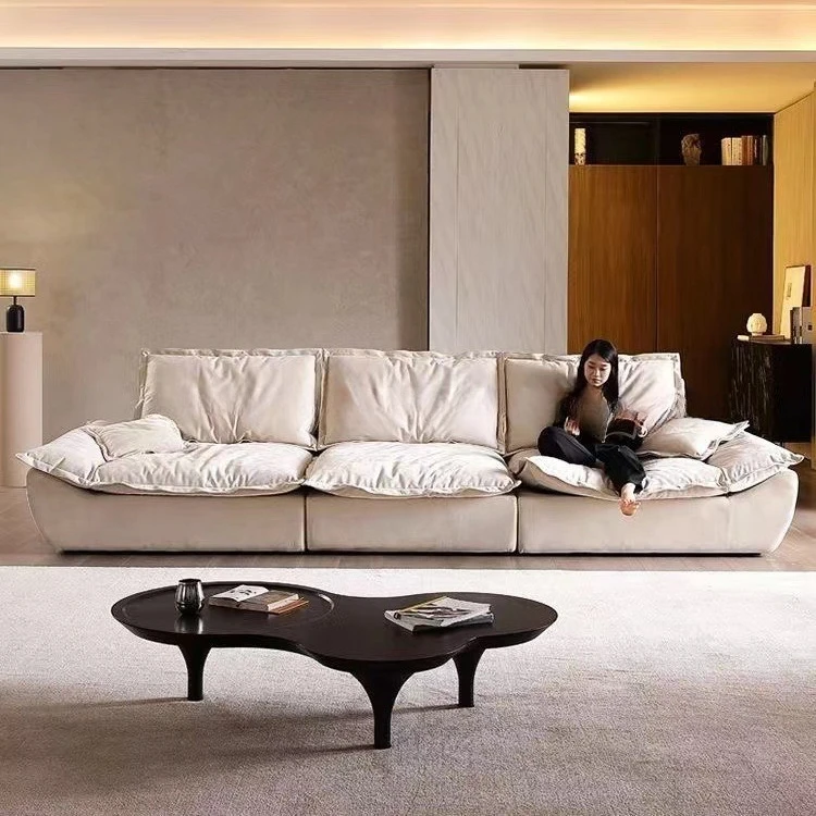 Super wide sitting depth, Italian minimalist lazy straight row, movable backrest, cloud fabric sofa