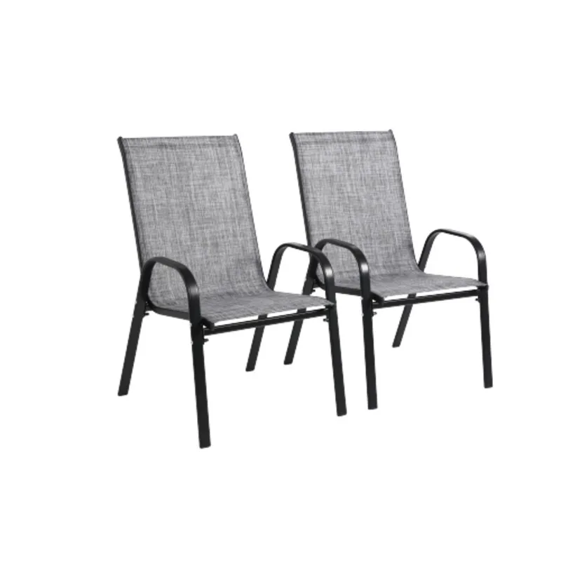 Piece Chairs Outdoor Camping Breathable Textilene Fabric Set Of 2 Chairs With Armrest High Backrest For Garden Patio Pool