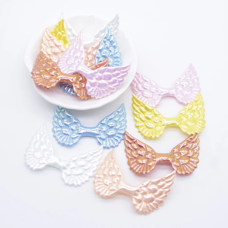 

40 шт. 50*35 мм блестящая кожаная аппликация с угловыми крыльями для одежды, шляпы, нашивки для шитья, сделай сам, детские головные уборы, заколки для волос, аксессуары для декора