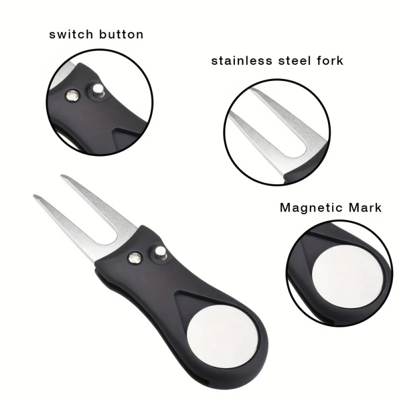 All-in-One Magnetic Golf Fork: Effortless Turf Repair & Durable Ball Markers - Perfect Accessory for Every Golfer