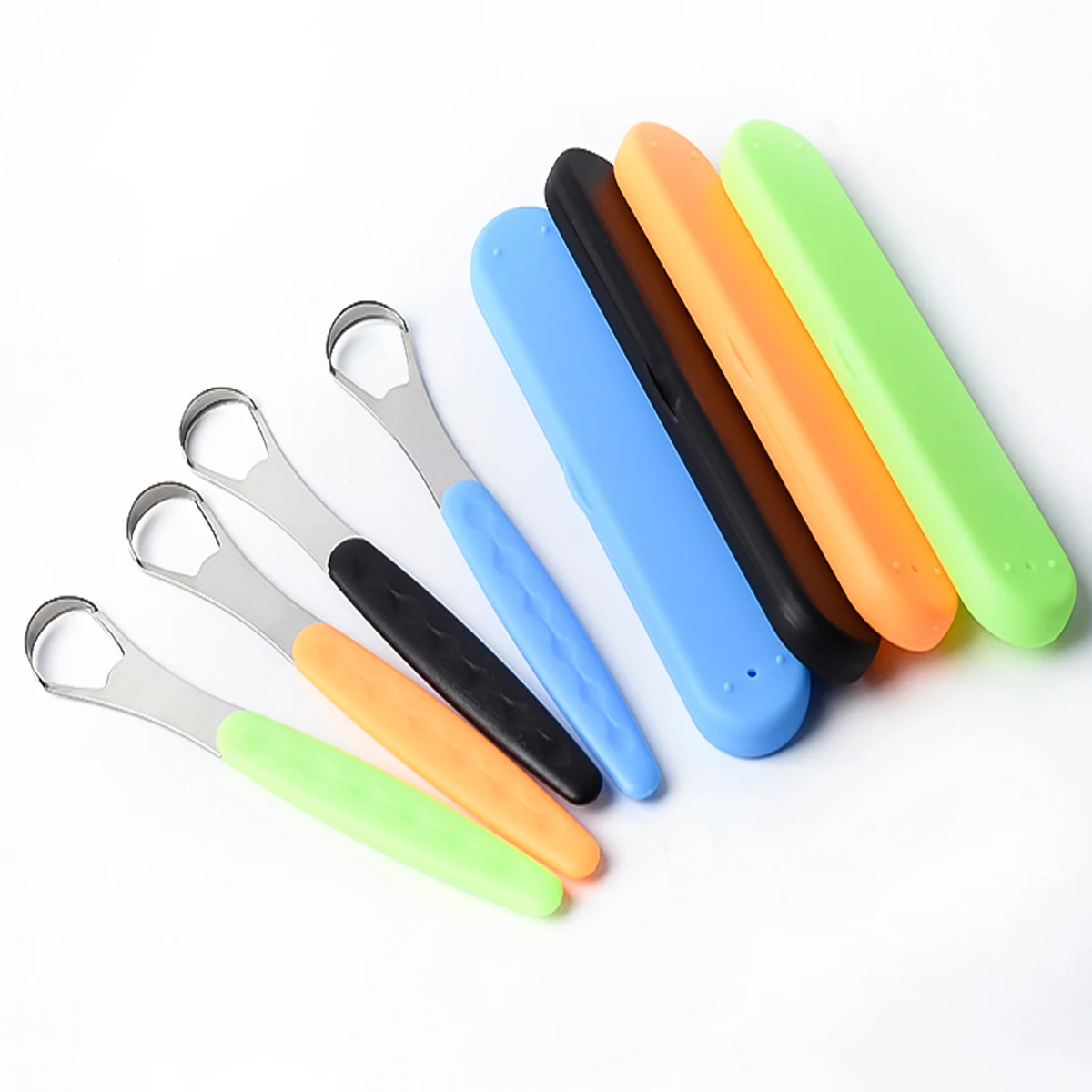 Tongue Cleaner Portable Case Stainless Steel Color Tongue Scraper Adult To Remove Bad Breath Mouth Cleaner Board Reuse Oral Care