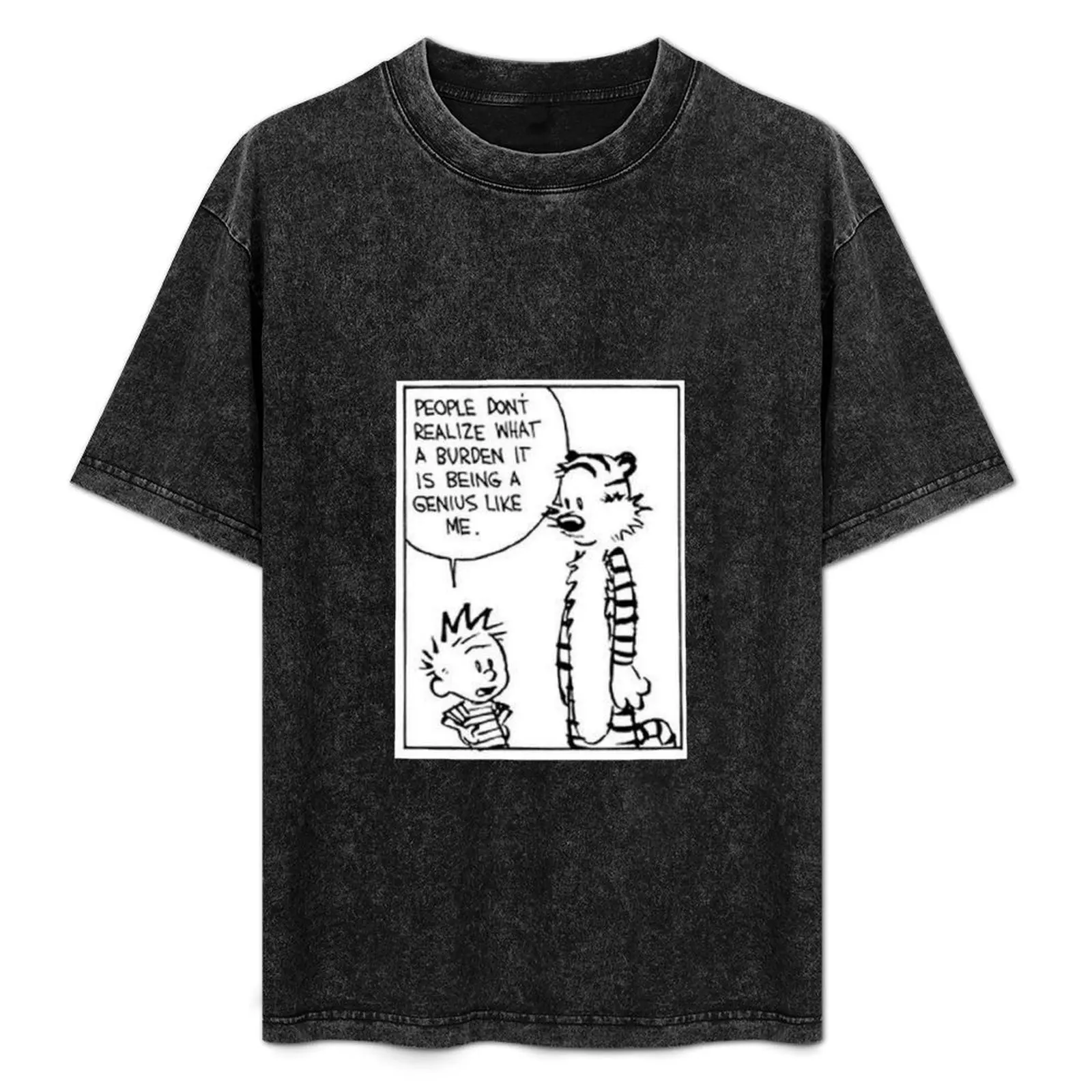 

Calvin And Hobbes Funny Comic T T-Shirt Simple Solid Color Crew Neck Tee