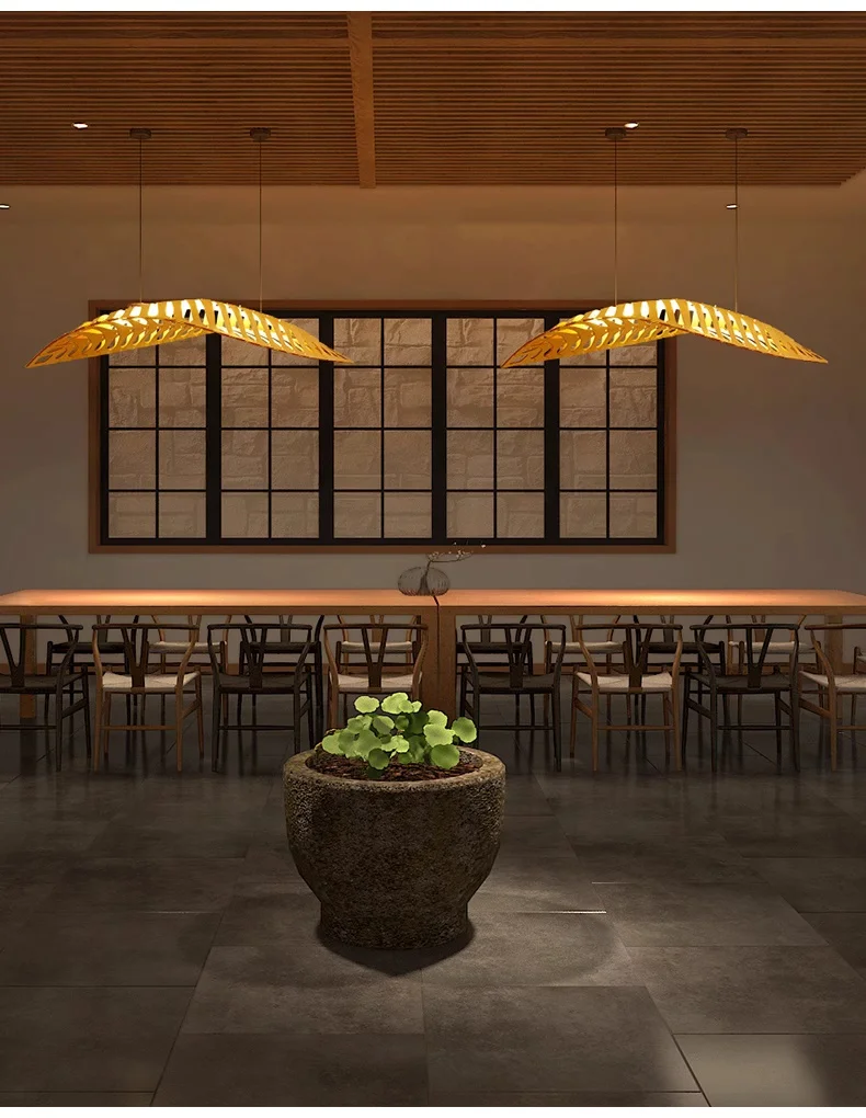 Nordic Wood Fish Bone LED Pendant