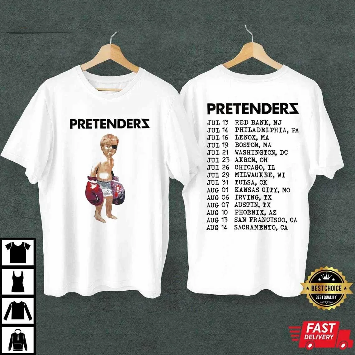 

Двухсторонняя футболка THE PRETENDERS BAND TOUR, полный размер S-5XL FH110