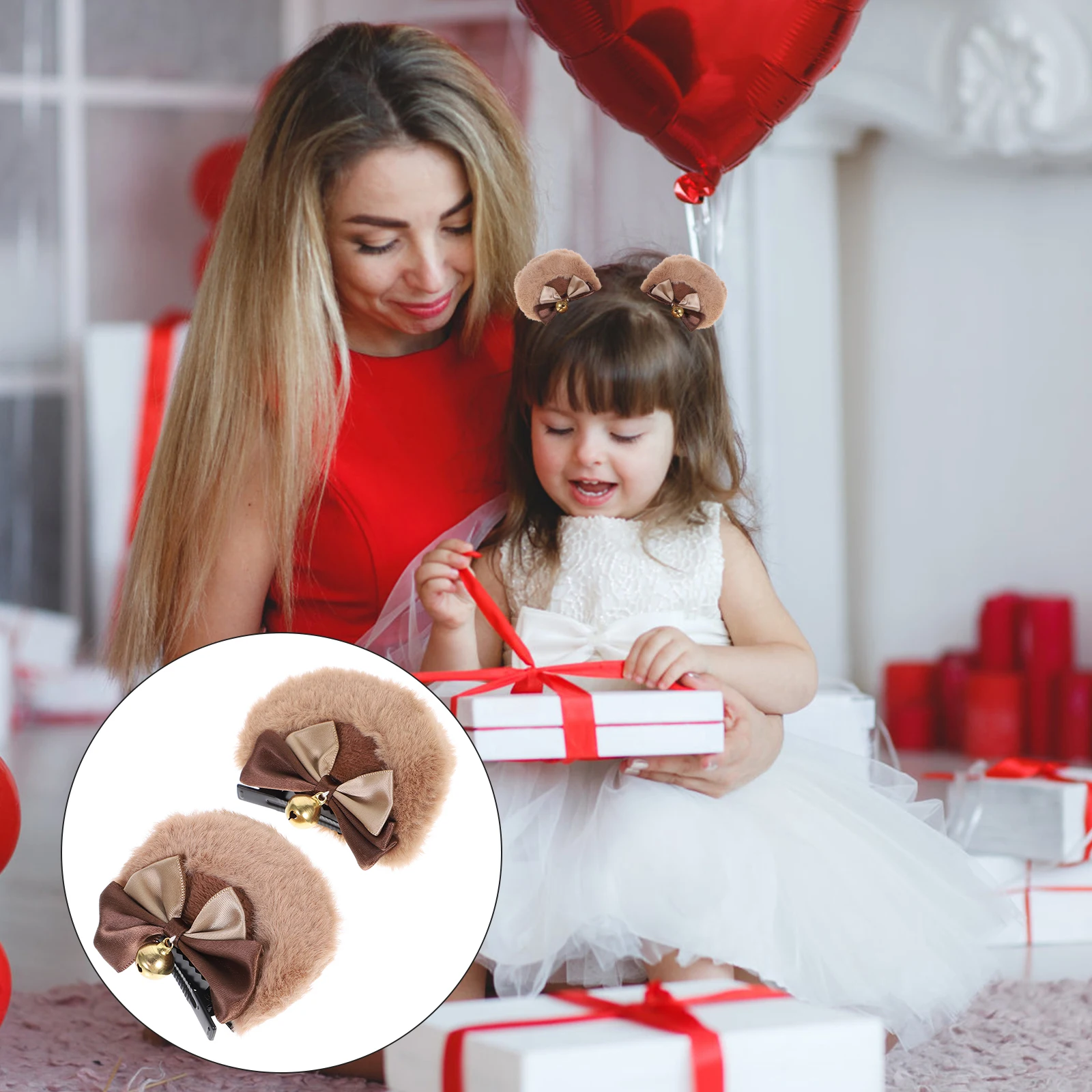 

1Pair Bear Ears Hair Clips Unique Kawaii Design with Bow Smooth Finish Secure Fit for Cosplay Festival Banquet Birthday
