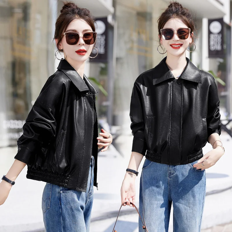 Genuine leather jacket for women in spring, autumn, and winter 2024, new high-end short fashionable sheepskin jacket top, loose