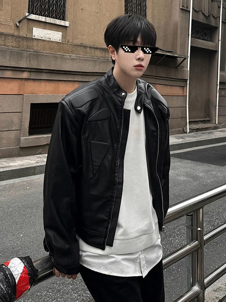 

Cleanfit American Sle ort Leather Jaet Men's Trendy Brand High-End Feel Pad oulder Motorcycle Jaet Casual Spring