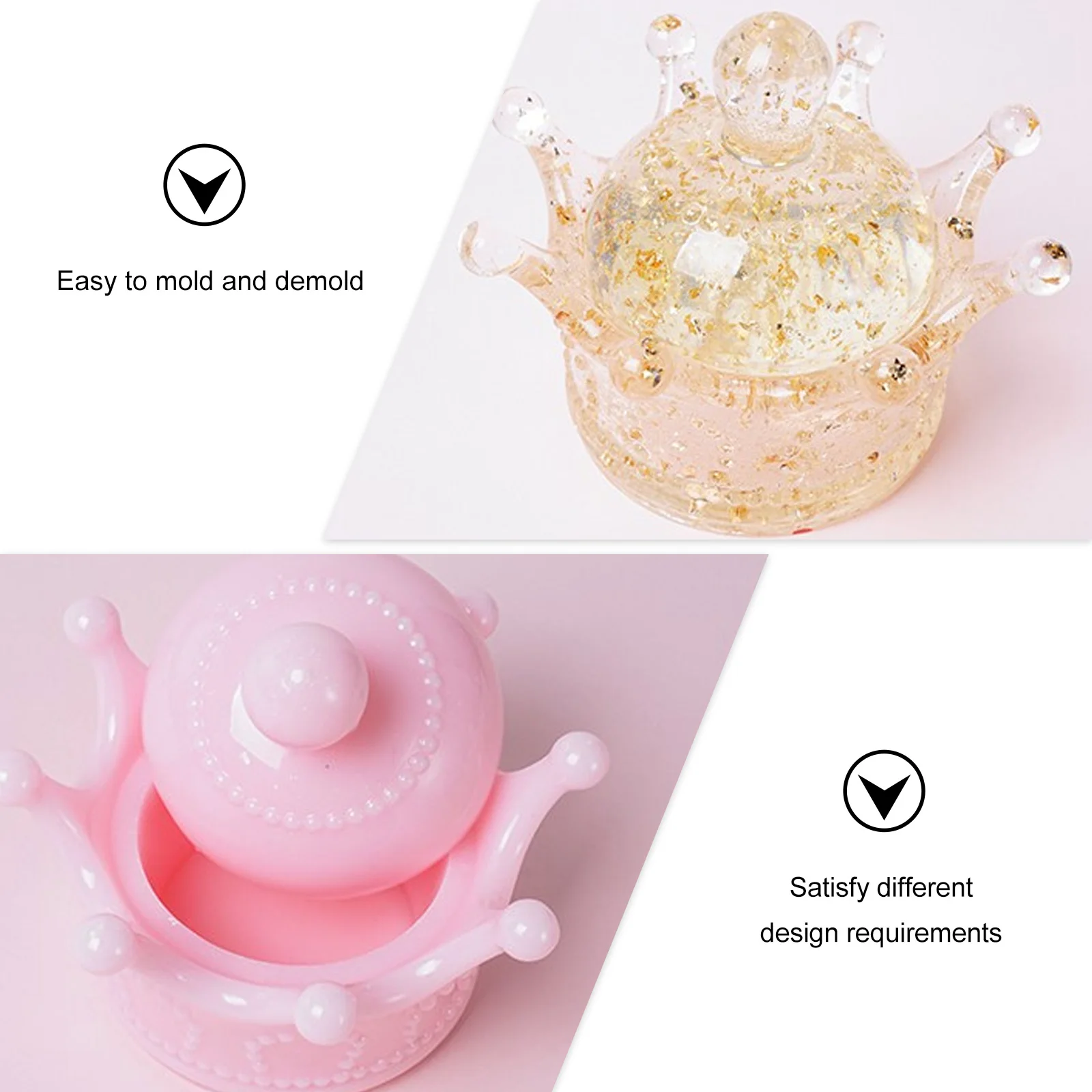 

2 Pcs Crown Storage Box Mold Craft Epoxy Mould Silicone Container Jewelry Holder Accessories