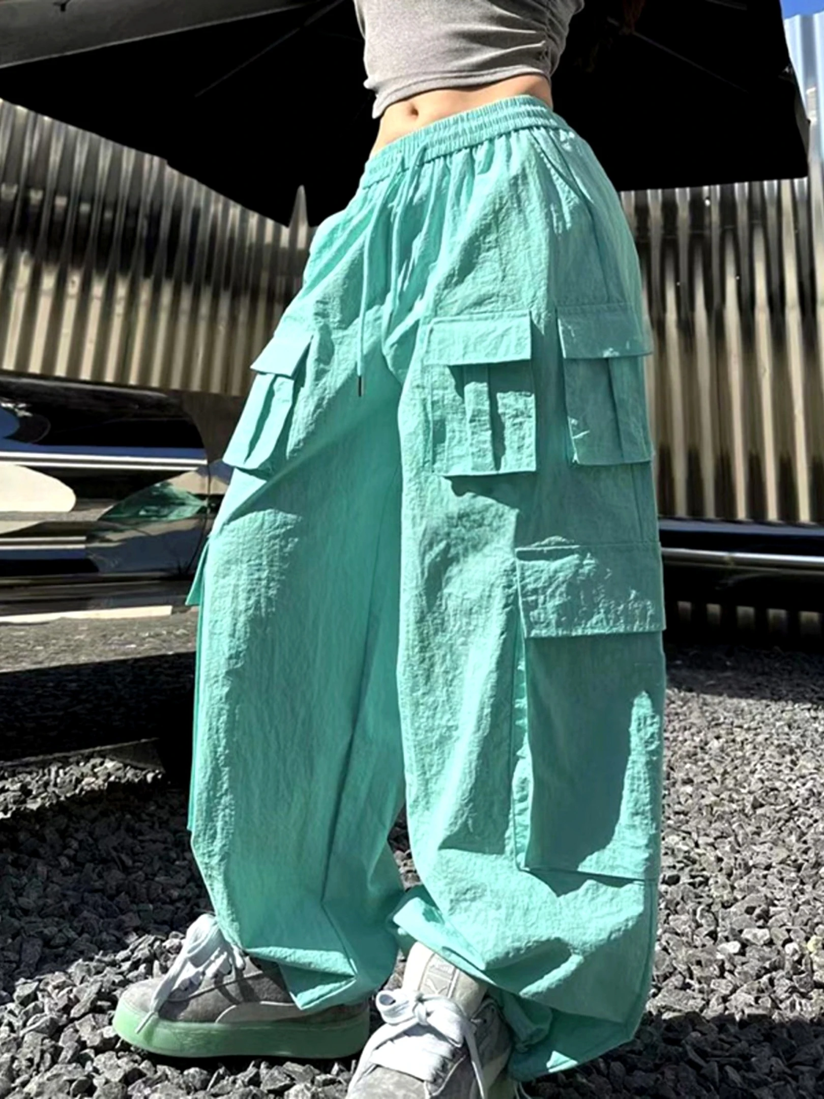 

Summer New Women's Elastic Waist Work Pants Wide Leg Loose Slimming Harem Pants Cuffed Pants Long Pants Casual Style
