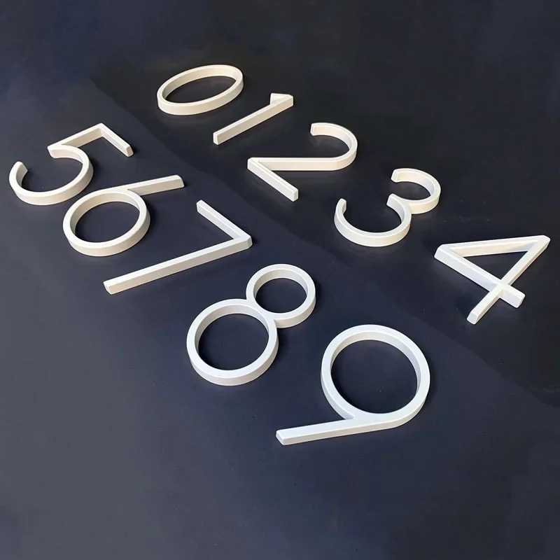 125mm White Floating House Numbers Doorplate Letters Metal Address Sign Plate Outdoor Street Door Plaque Number For Home Mailbox