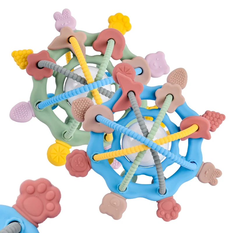 كرة تسنين سيليكون للأطفال، عضاضة مانهاتن، لعبة تسنين ناعمة وقابلة للمضغ للمواليد الجدد