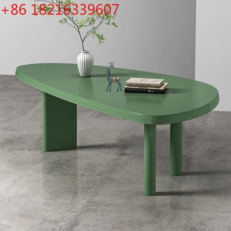 

Minimalist paint solid wood dining table simple oval household small round art conference table