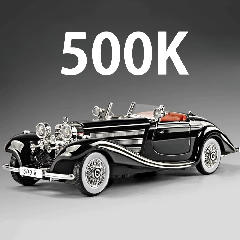 1:24 500K 300SL modelo en miniatura coches de aleación fundidos a presión juguetes con luz de sonido adornos para tirar hacia atrás modelos para adultos niños regalos de vacaciones